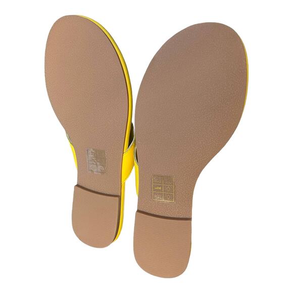 JACK ROGERS Rowan Leather Flip Flops Padded Insole Slip On Yellow 6 NIB - Picture 6 of 7